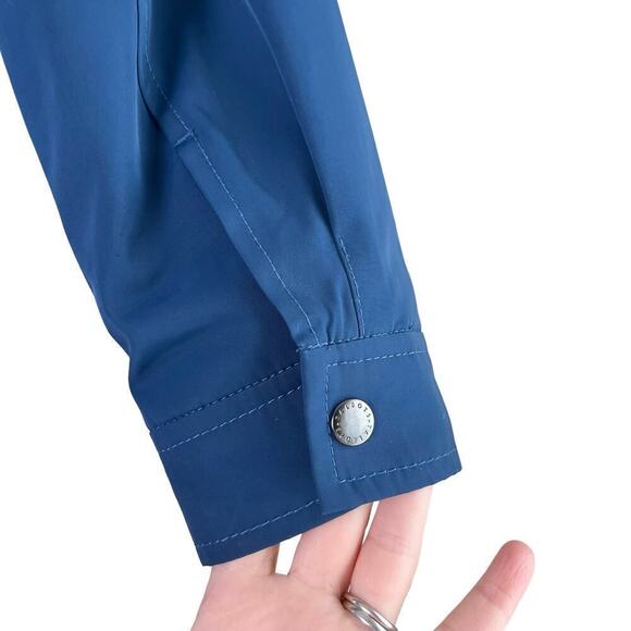 Talbots Insulated Hooded Full Zip Rain Coat Jacket Fitted Waist in Blue, Size SP - Picture 8 of 13